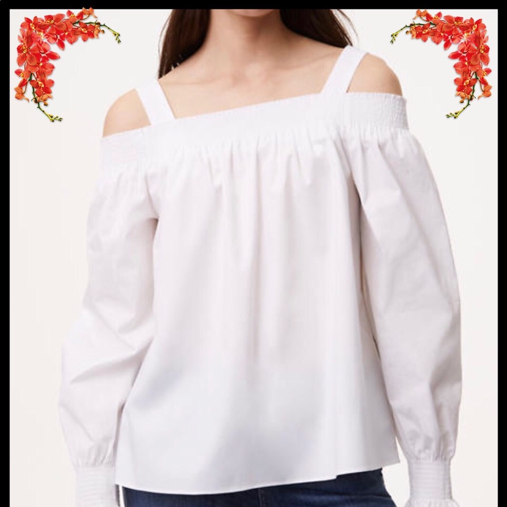 LOFT L/XL Smocked Strappy Off Shoulder - Picture 3 of 4
